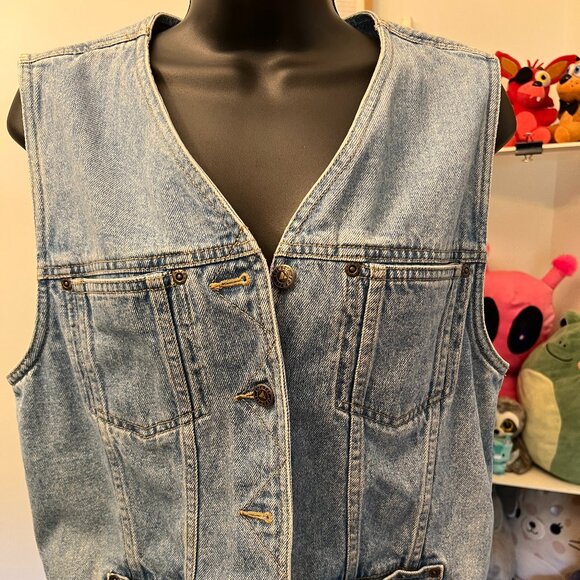 LizWear Women’s Vintage Light Wash Denim Vest Size Small - Picture 1 of 4